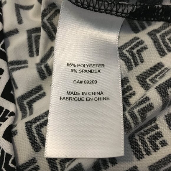 Cleo Asymmetrical B&W Geometric Patchwork Draped Neck Top - Picture 11 of 16